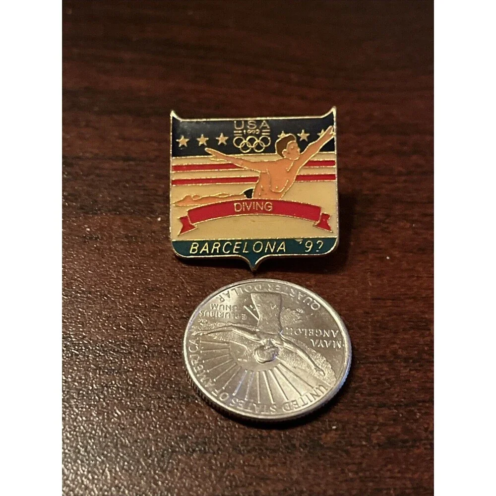 Vintage Olympic Games‎ 1992 Barcelona Team USA Diving Lapel Hat Pin